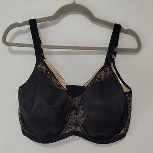 Goddess Yvette Bra Size 40I Underwire Back Smoothing Black Lace